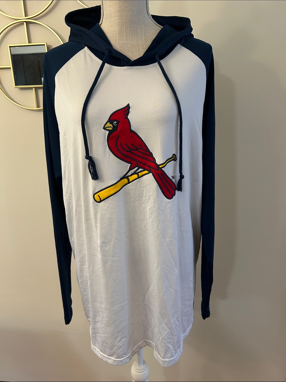 St Louis Cardinals adult long sleeve pullover hooded shirt SGA XL Navy Blue